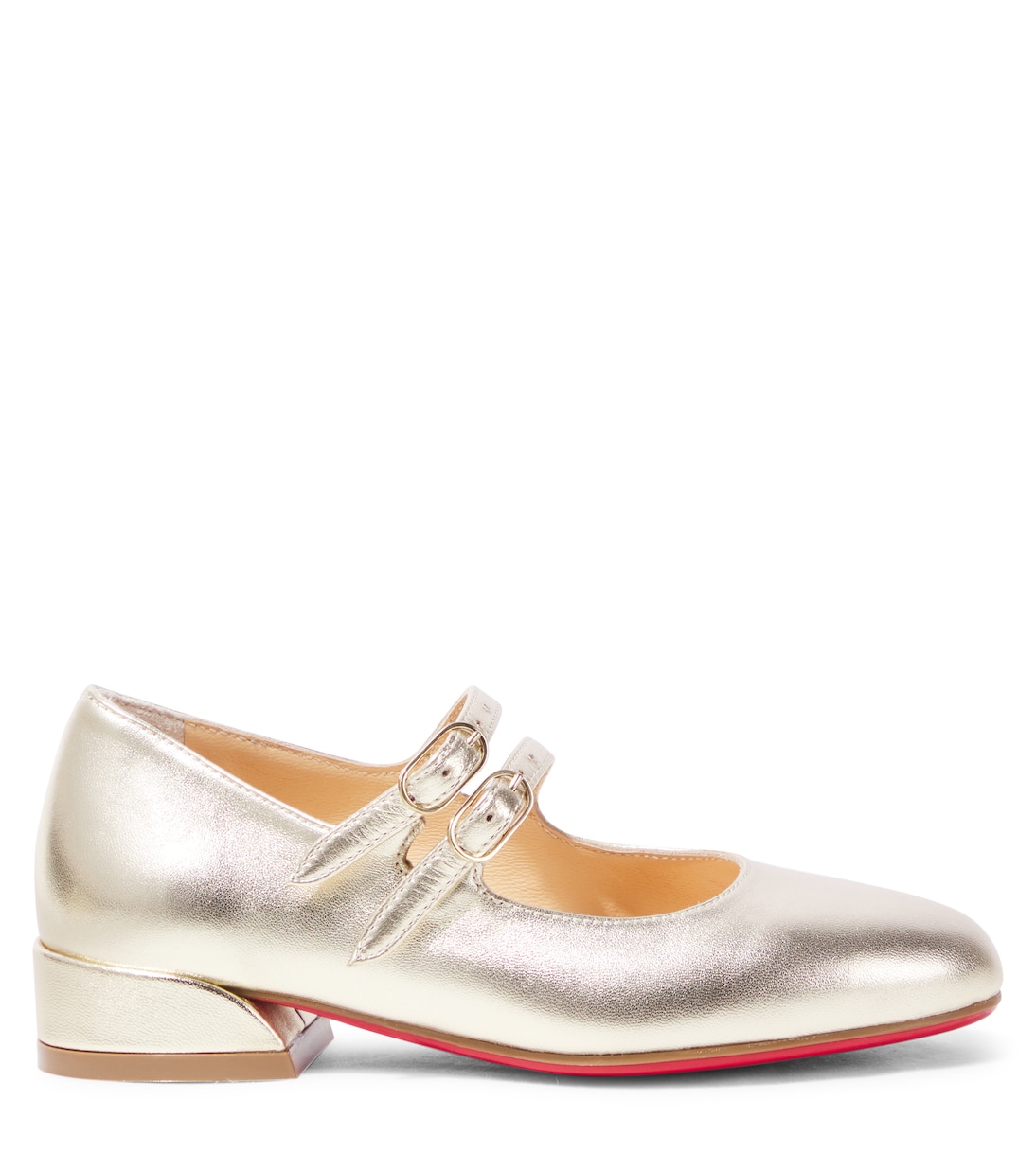 Jane Fille кожаные балетки Mary Jane с металлизированным эффектом Christian Louboutin Kids, Platine — фото 4