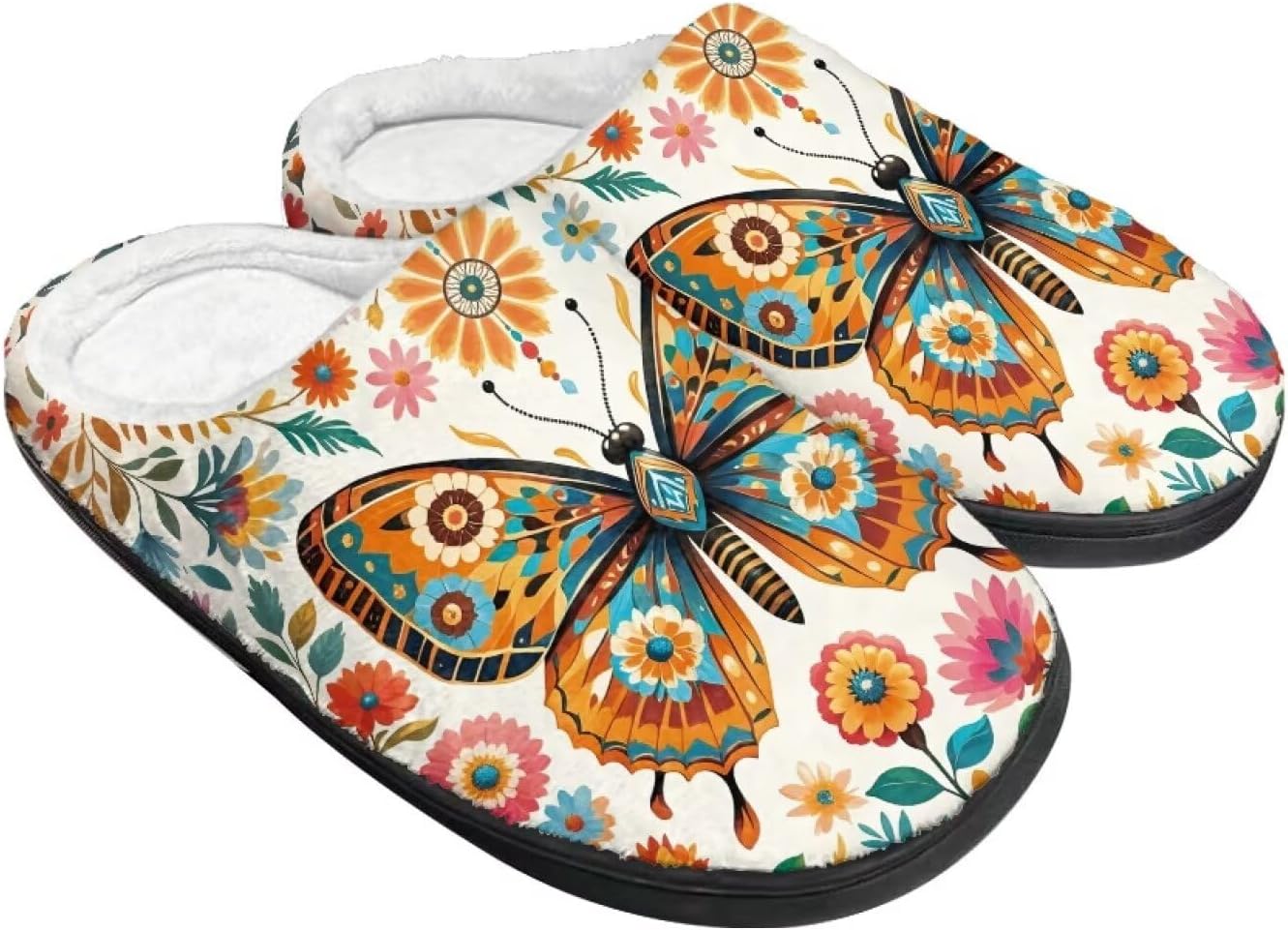 

Женские уютные пушистые тапочки унисекс с легким надеванием, повседневные домашние тапочки для спальни с противоскользящей подошвой для мужчин Tomeusey, Butterfly