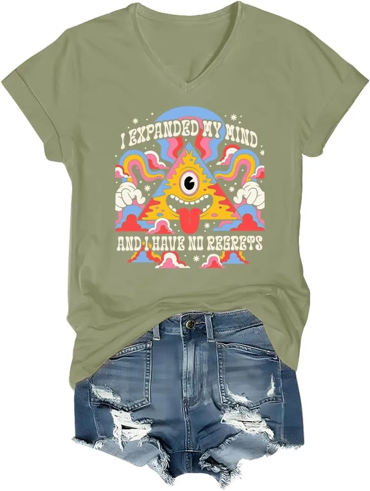 

Футболка V-Neck с принтом "I Expanded My Mind and I Have No Regrets" NACJOM