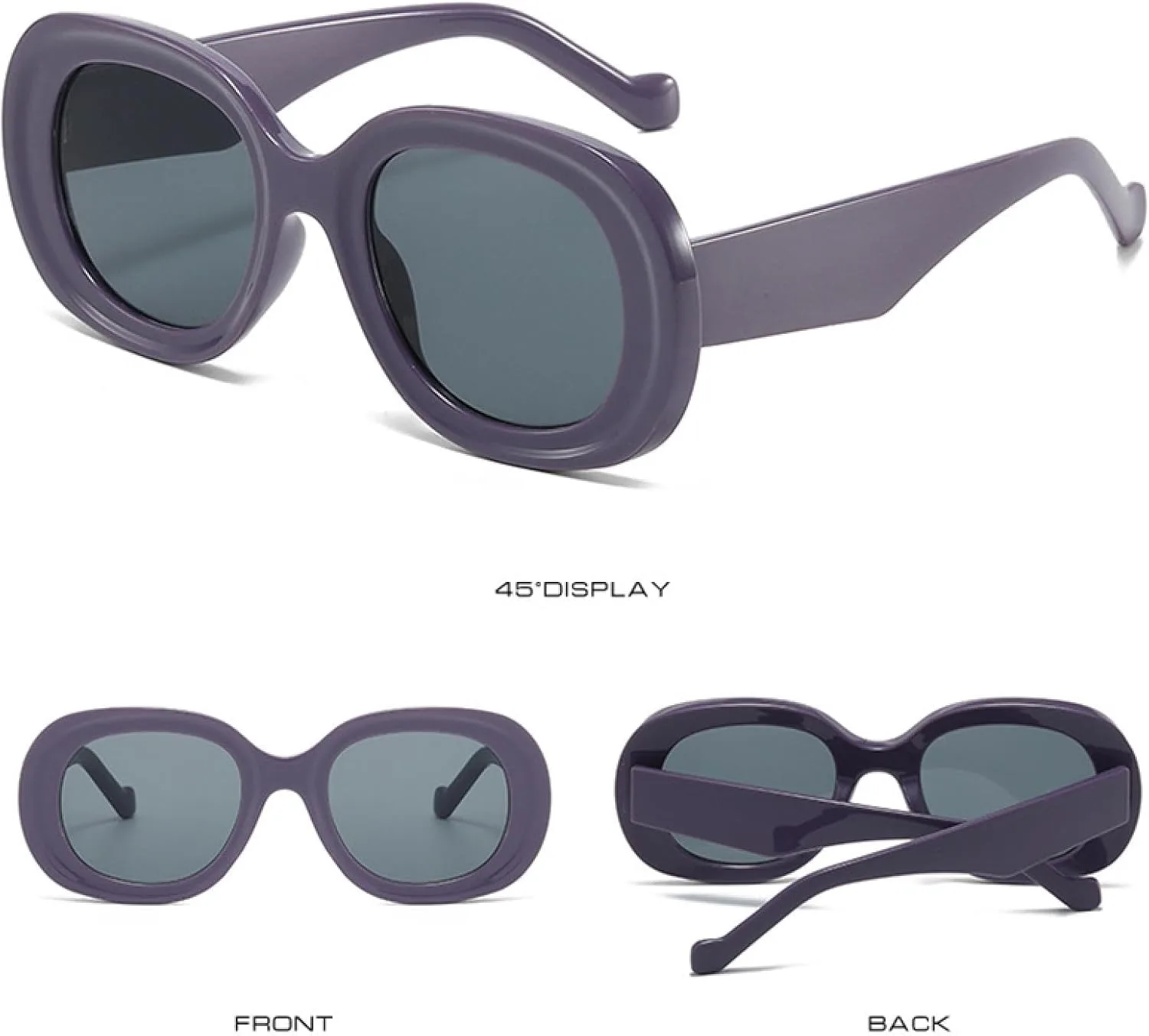 

Модные солнцезащитные очки большого овального размера для женщин, в стиле ретро, ​​для мужчин, в стиле панк TKKTLLT, Brown Gray