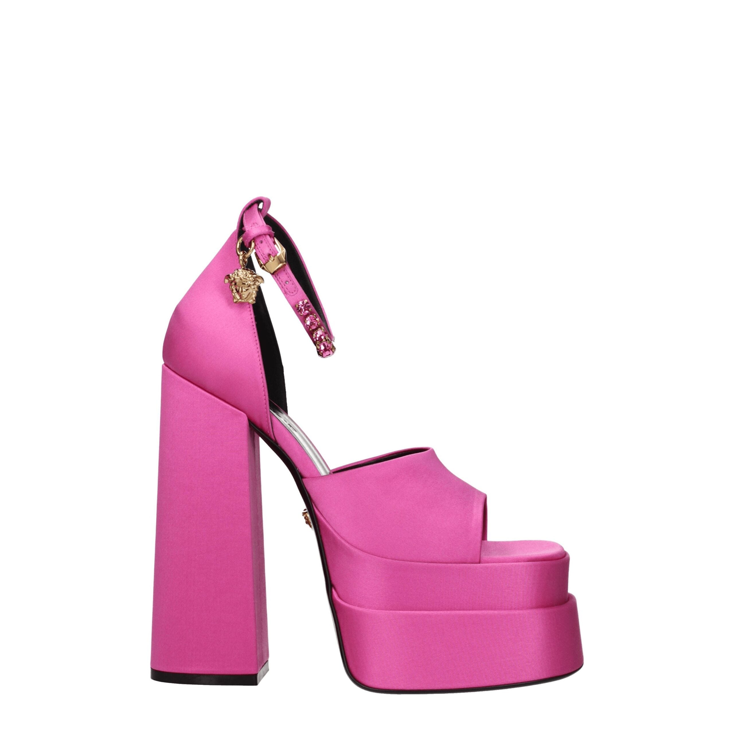 Версаче Сатиновые женские сандалии Versace, розовый