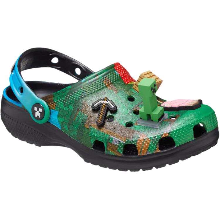 Детские сандалии Minecraft с противоскользящей подошвой и износостойким верхом Crocs, зеленый — фото 2
