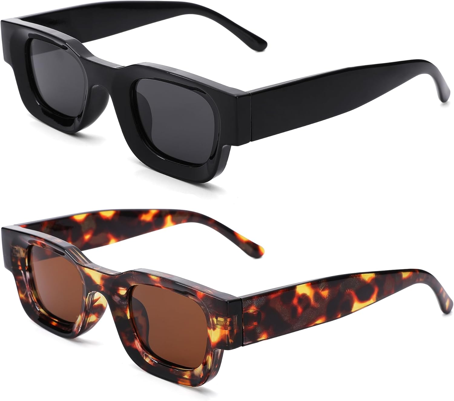 

Солнцезащитные очки Hycredi прямоугольной формы для женщин и мужчин, массивные квадратные поляризованные солнцезащитные очки в стиле ретро 90-х, защита UV400, A6* 2 Pack - (Black/Grey +Tortoise/Brown）