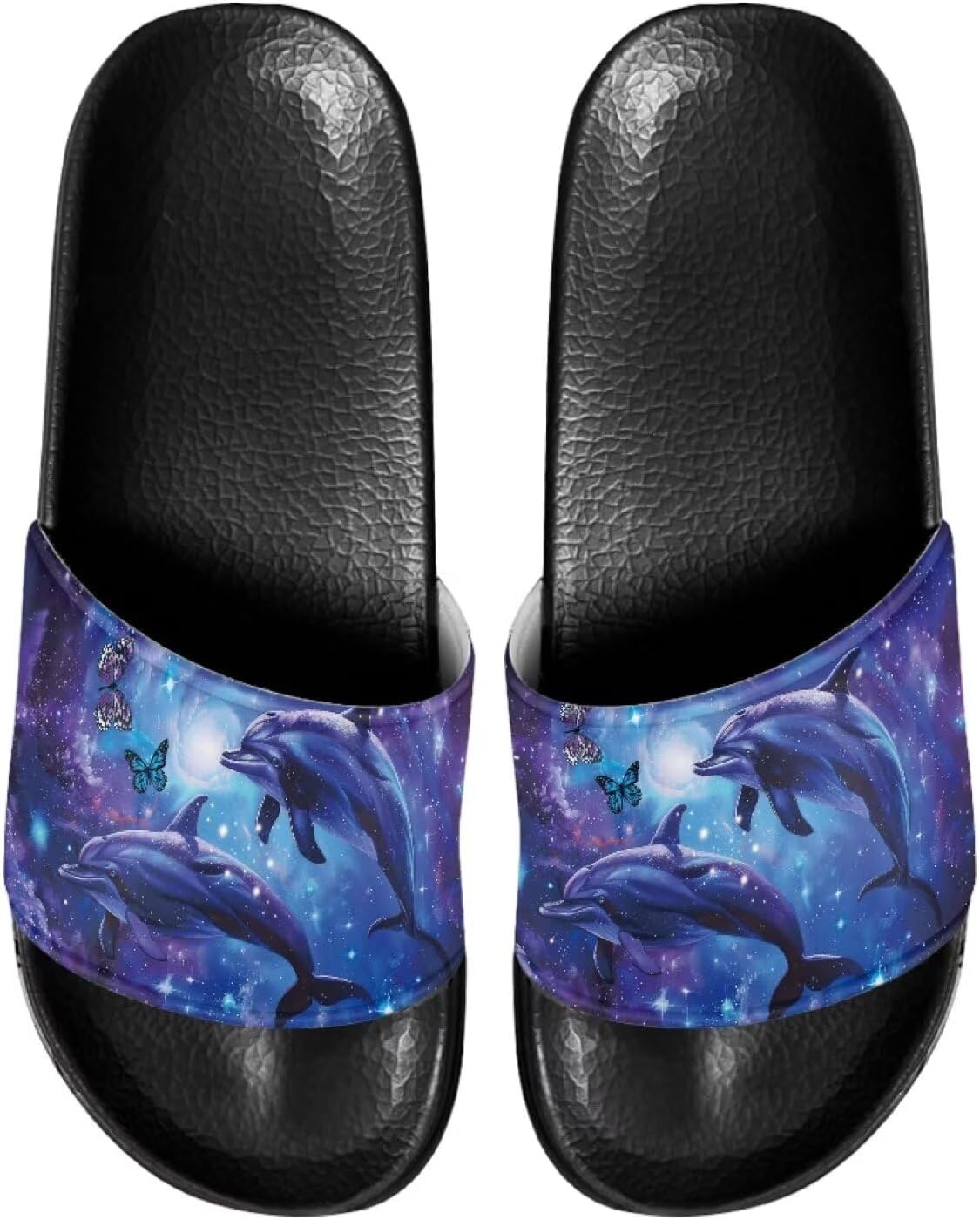 

Сланцы для женщин на плоской подошве с открытым носком, удобные пляжные сандалии, тапочки Judentidos, Galaxy Dolphin