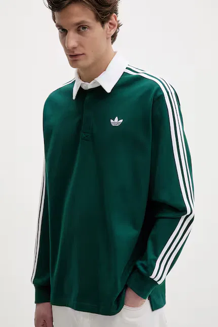 Лонгслив из плотного трикотажа Adidas Originals, зеленый — фото 4