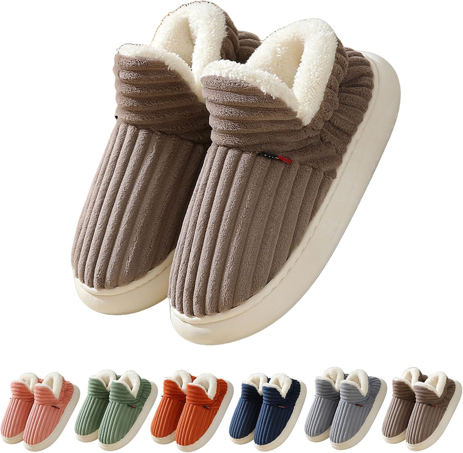 

Домашние тапочки-ботиночки для женщин и мужчин, уютные, стильные, зимние, мягкие, теплые, с толстой подошвой, из плюша, в виде облака Generic, коричневый