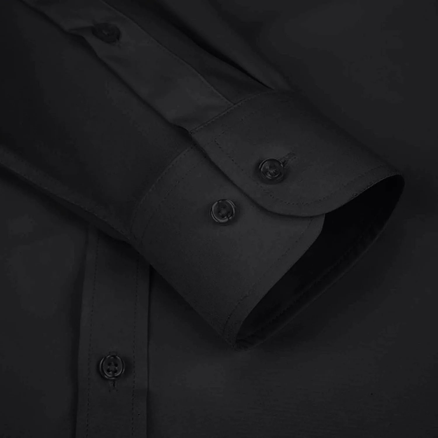 Деловая блуза для мужчин Casual Slim Fit, не мнущаяся рубашка с модным стретчем, длинный рукав на пуговицах Generic, черный — фото 3