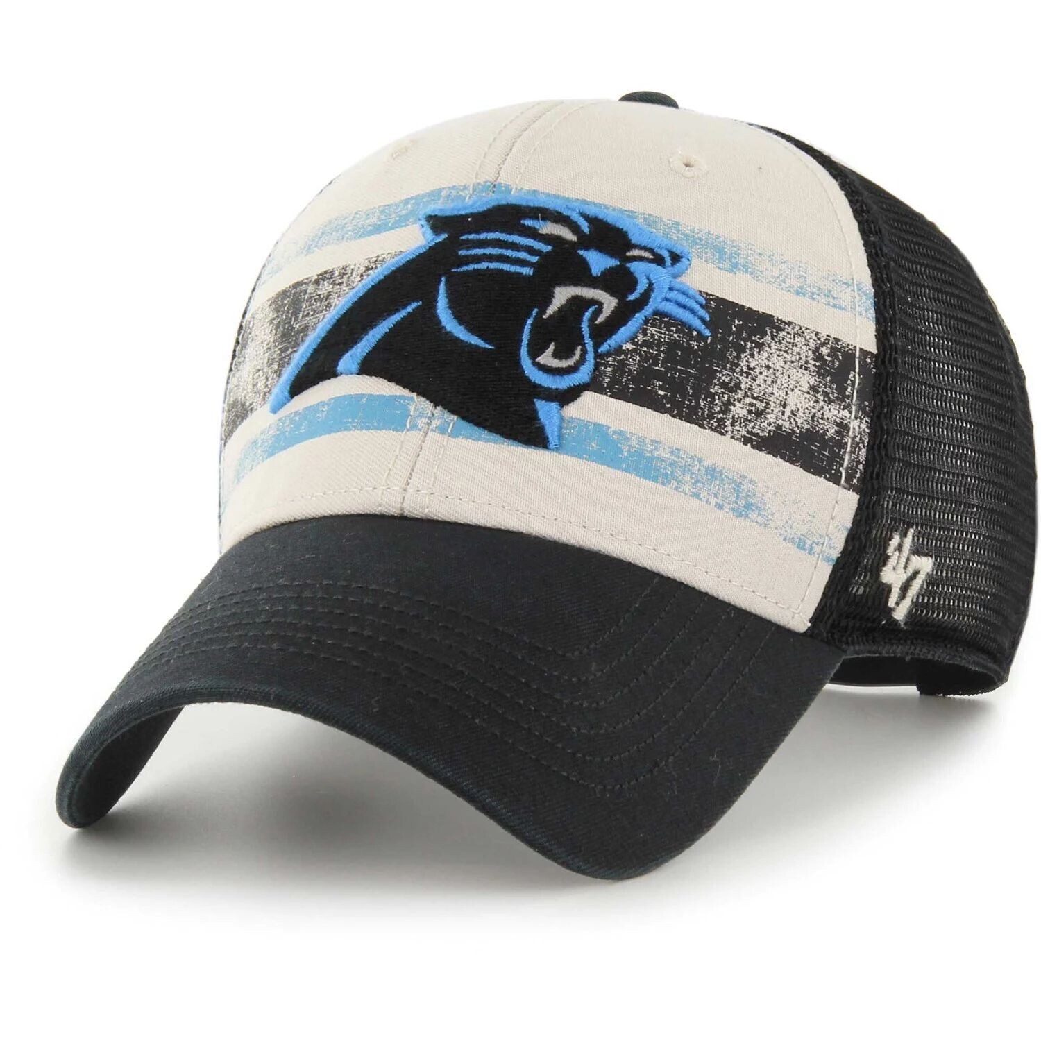 

Мужская кремовая регулируемая кепка Carolina Panthers Breakout MVP Trucker '47