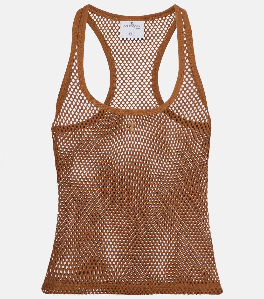 

Майка из хлопковой сетки с аквалангом Courrèges, Sepia
