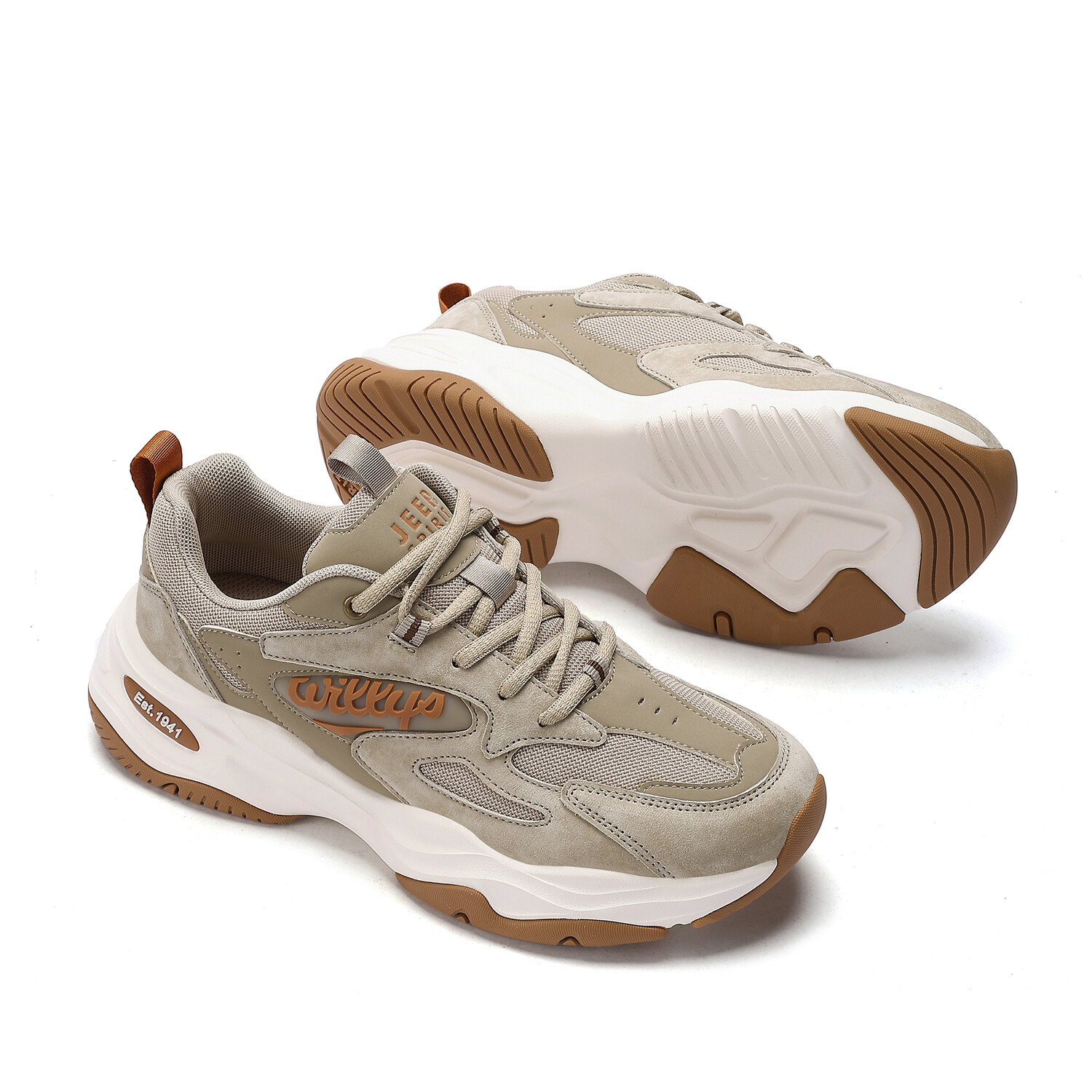 Кроссовки JEEP SPIRIT Chunky Sneakers Men Low-top Green/brown/white, цвет Natural Deer — фото 4