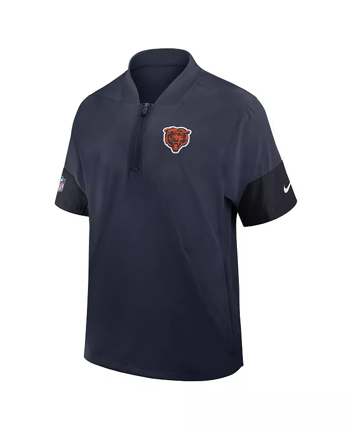 Мужская тренерская куртка Chicago Bears с четверть-молнией и коротким рукавом, синего цвета, для активного отдыха Nike — фото 2