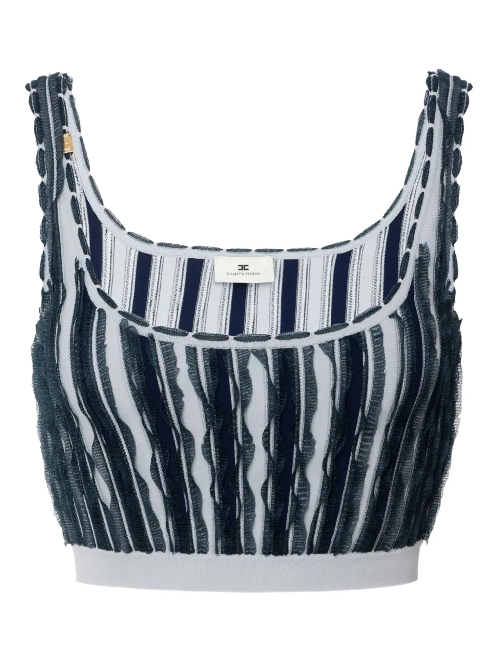 

Топ в полоску с рюшами Elisabetta Franchi, синий