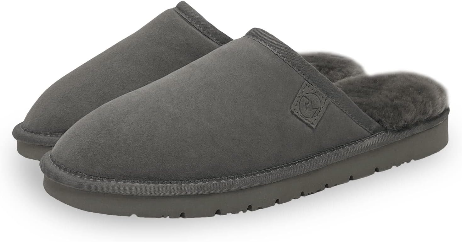 

Мужские тапочки Rohn Moden из овчины Loisl премиум класса, теплая и роскошная обувь, натуральная овчина - серые