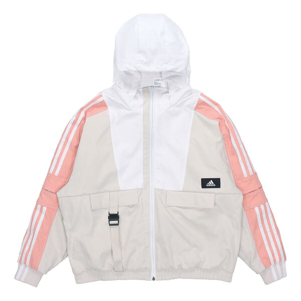 

Куртка (WMNS) adidas Str Jkt Warm Training Sports Storage Simple Hooded Fleece Lined Jacket Light Grey, серый