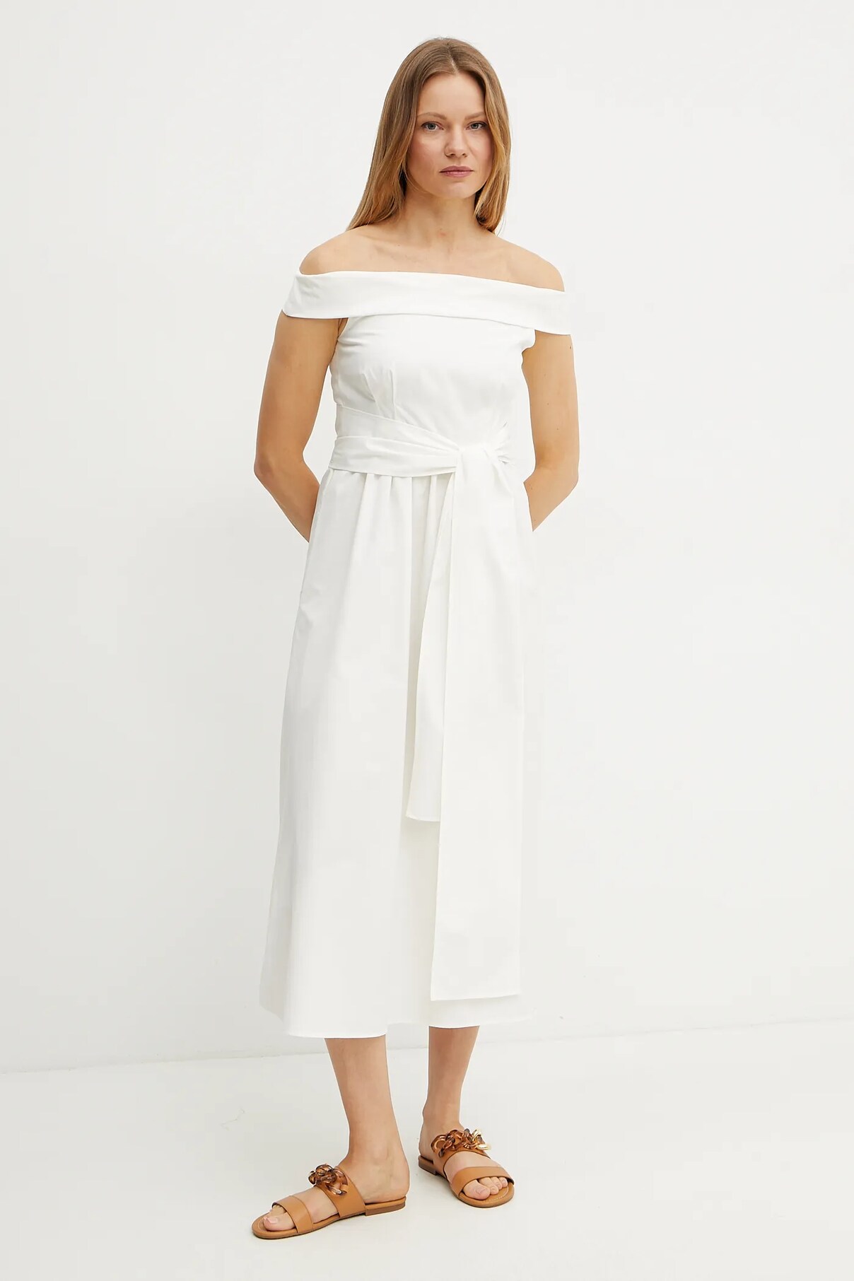

Платье из хлопка Weekend Max Mara, бежевый