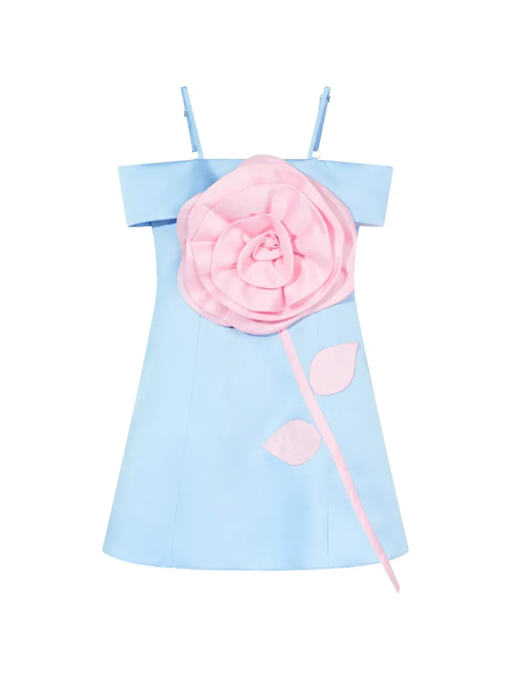 Мини-платье с цветочной аппликацией и открытыми плечами Dress & Fleur, синий