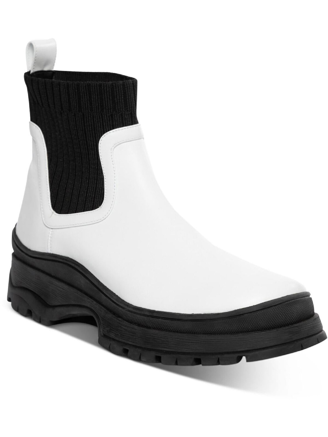 

Женские кожаные ботильоны на подошве с проушинами и бантом STAUD, цвет Cream/Black