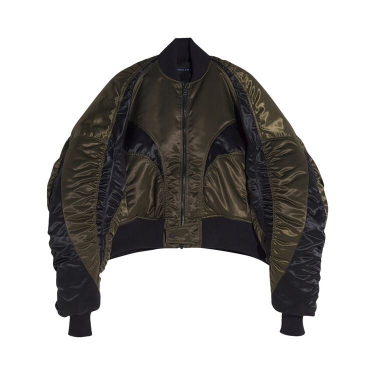 

Куртка Mugler Satin Bomber Jacket Military/Black, черный