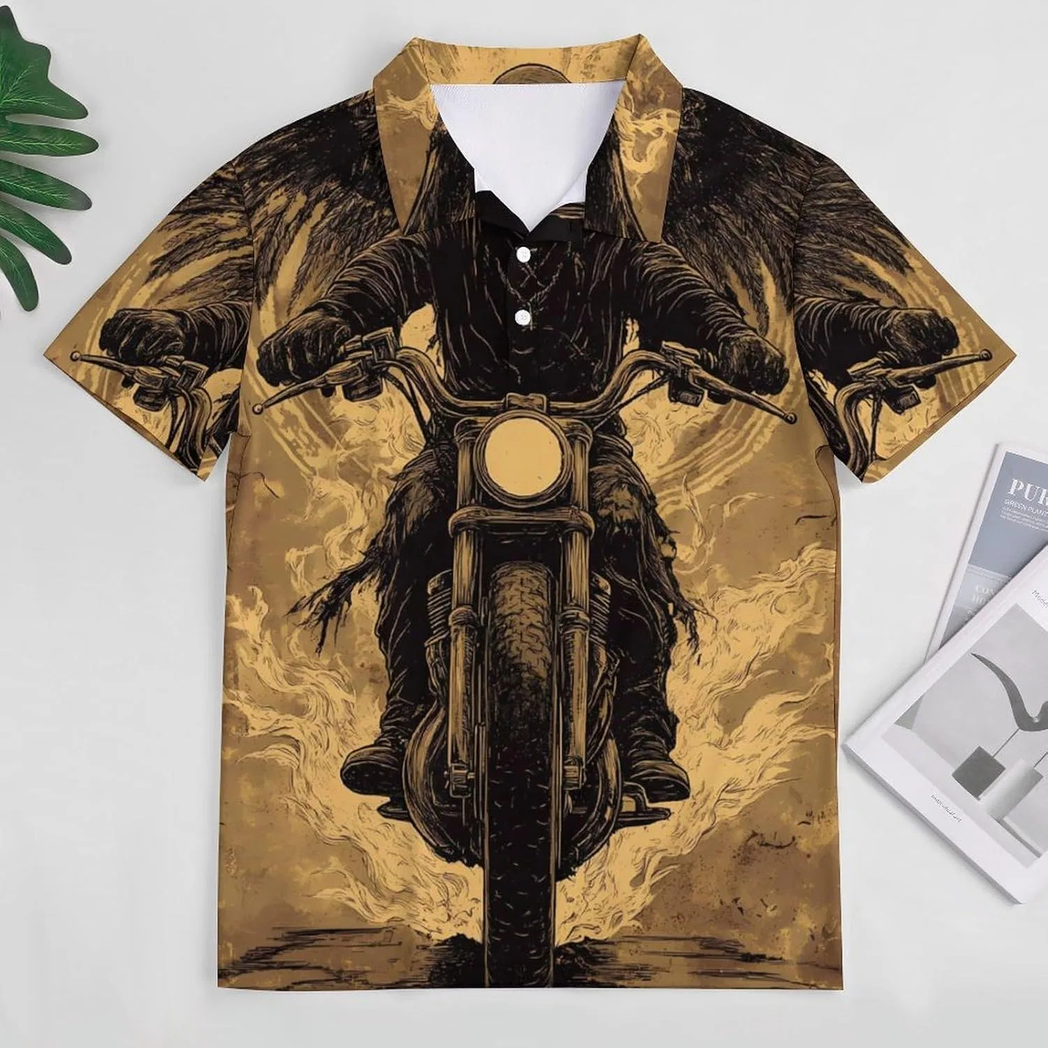 Женское поло Golf, Skeleton Grim Reaper Motorcycle, Style — фото 2