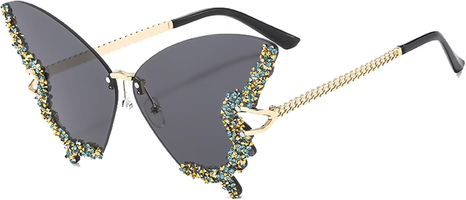 

Элегантные солнцезащитные очки-бабочки для женщин, солнцезащитные очки без оправы с бриллиантами, солнцезащитные очки с градиентным рисунком в форме бабочки Generic, Style I
