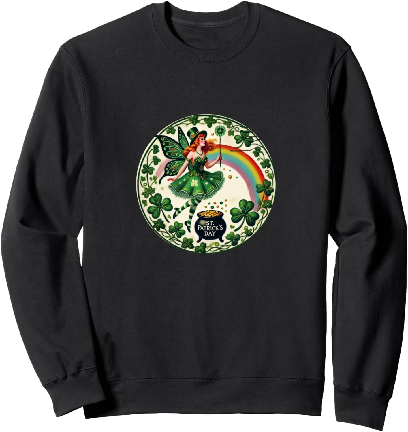 

Милая толстовка с изображением феи ко Дню Святого Патрика Vintage Shamrocks Snugg, черный