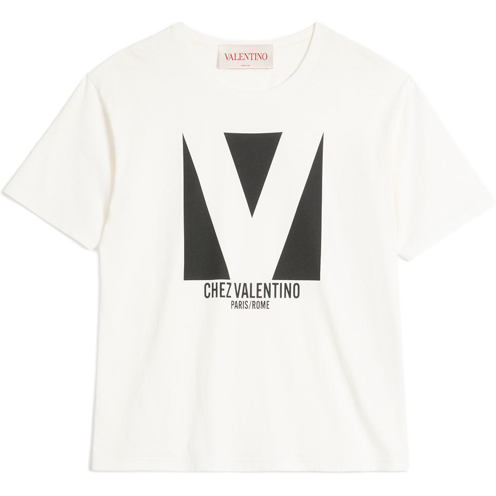

Футболка Chez Printed Crewneck Valentino, цвет слоновая кость белый