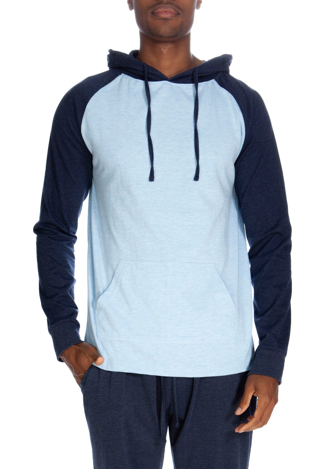

Пуловер с капюшоном реглан – контрастные рукава Unsimply Stitched, цвет Heather Light Blue