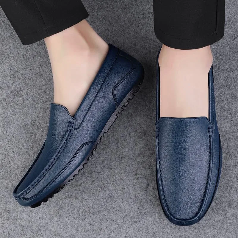 Лоферы кожаные Loafers, синий SayfuR — фото 4