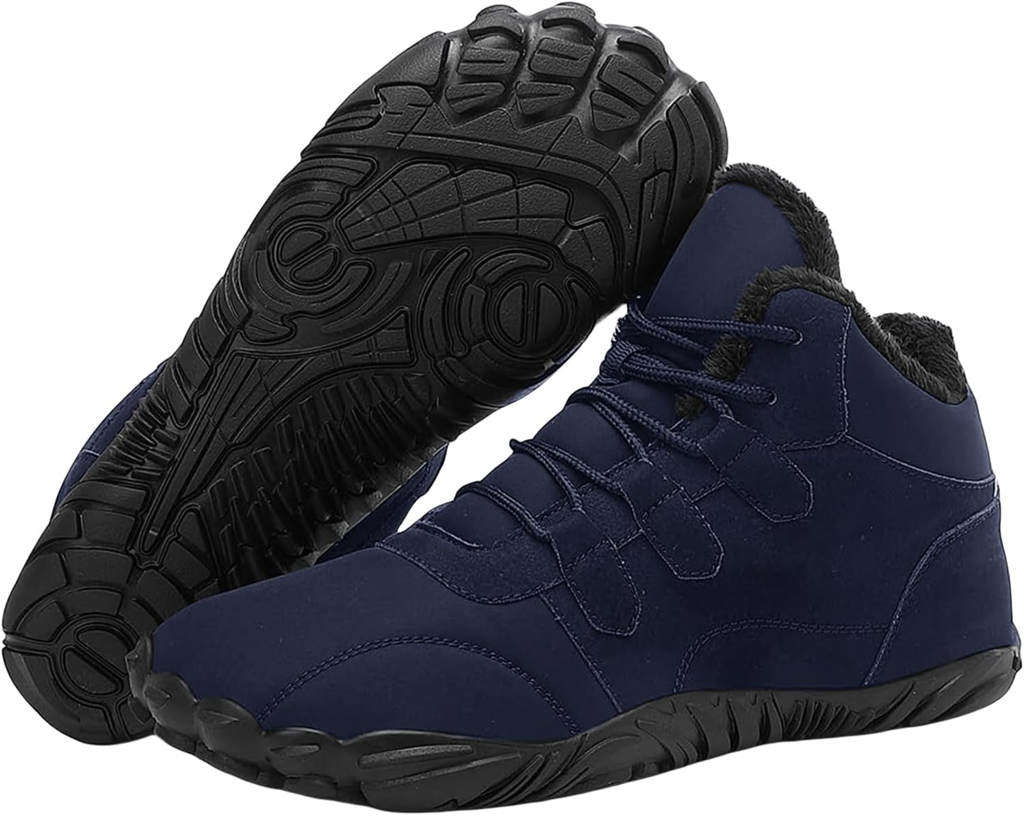 

Зимние ботинки для пеших прогулок для женщин и мужчин, противоскользящие, водостойкие, с подошвой нулевого перепада, с широким носком, теплые ботильоны на щиколотку, унисекс, обувь для активного отдыха Kvotuu, темно-синий