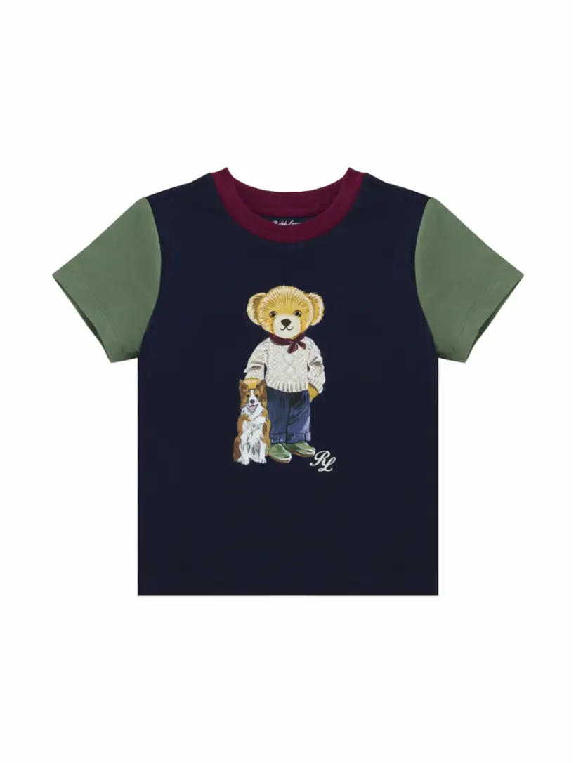 

Хлопковая футболка Polo Bear Ralph Lauren, тёмно-синий