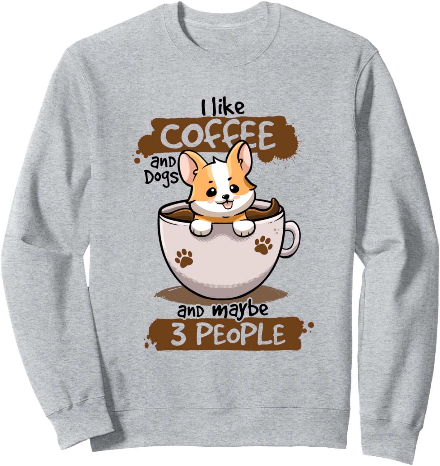 

Мне нравится кофе, собаки и, возможно, 3 человека. Забавная толстовка с изображением кофейной чашки и собаки Like Coffee Dogs And Maybe 3 People Dog Mom Dad, серый