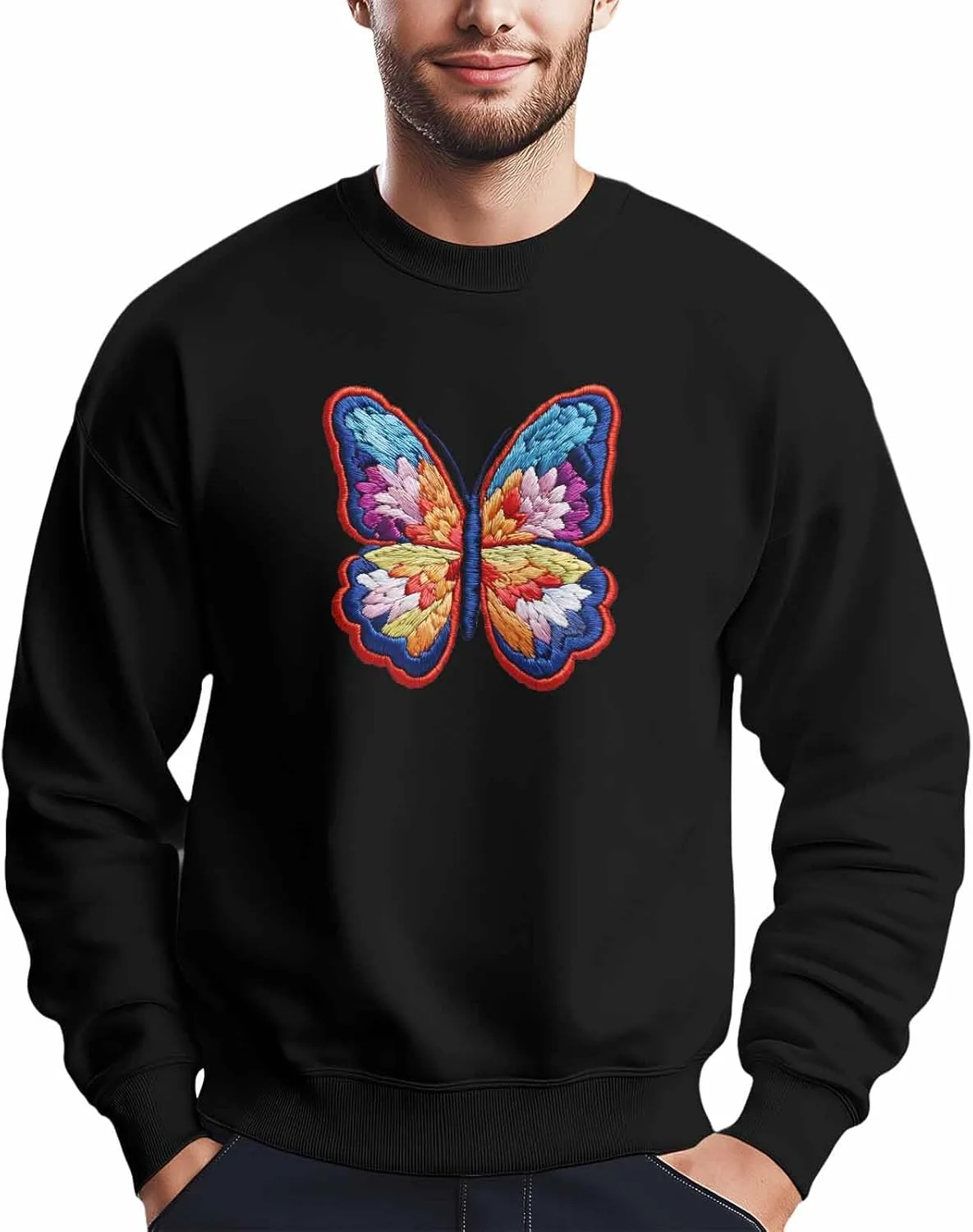 

Мужской свитшот с вышивкой бабочки Winvebermior