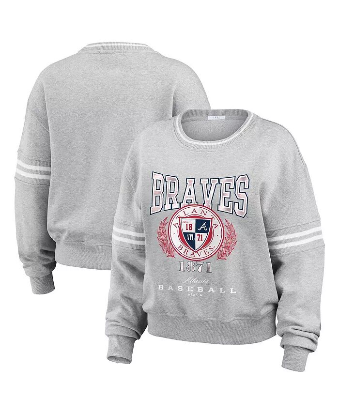 

Женская толстовка-пуловер Atlanta Braves Domestic Crest цвета «меланж» WEAR by Erin Andrews
