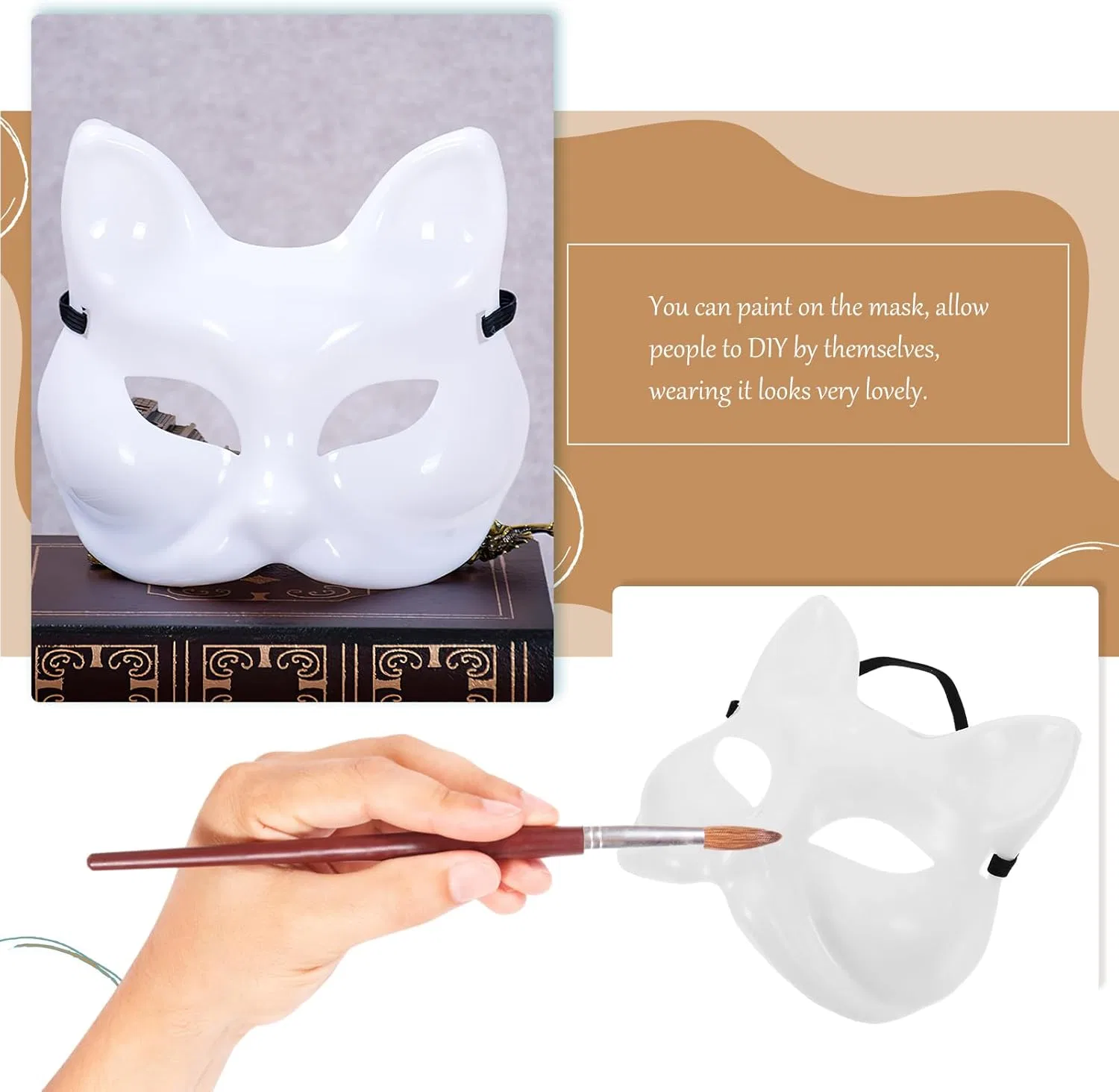 Маска для лица DEARMAMY — С ручной росписью Terrier Mask Fox Cat White Blank Mask, , , белый — фото 4