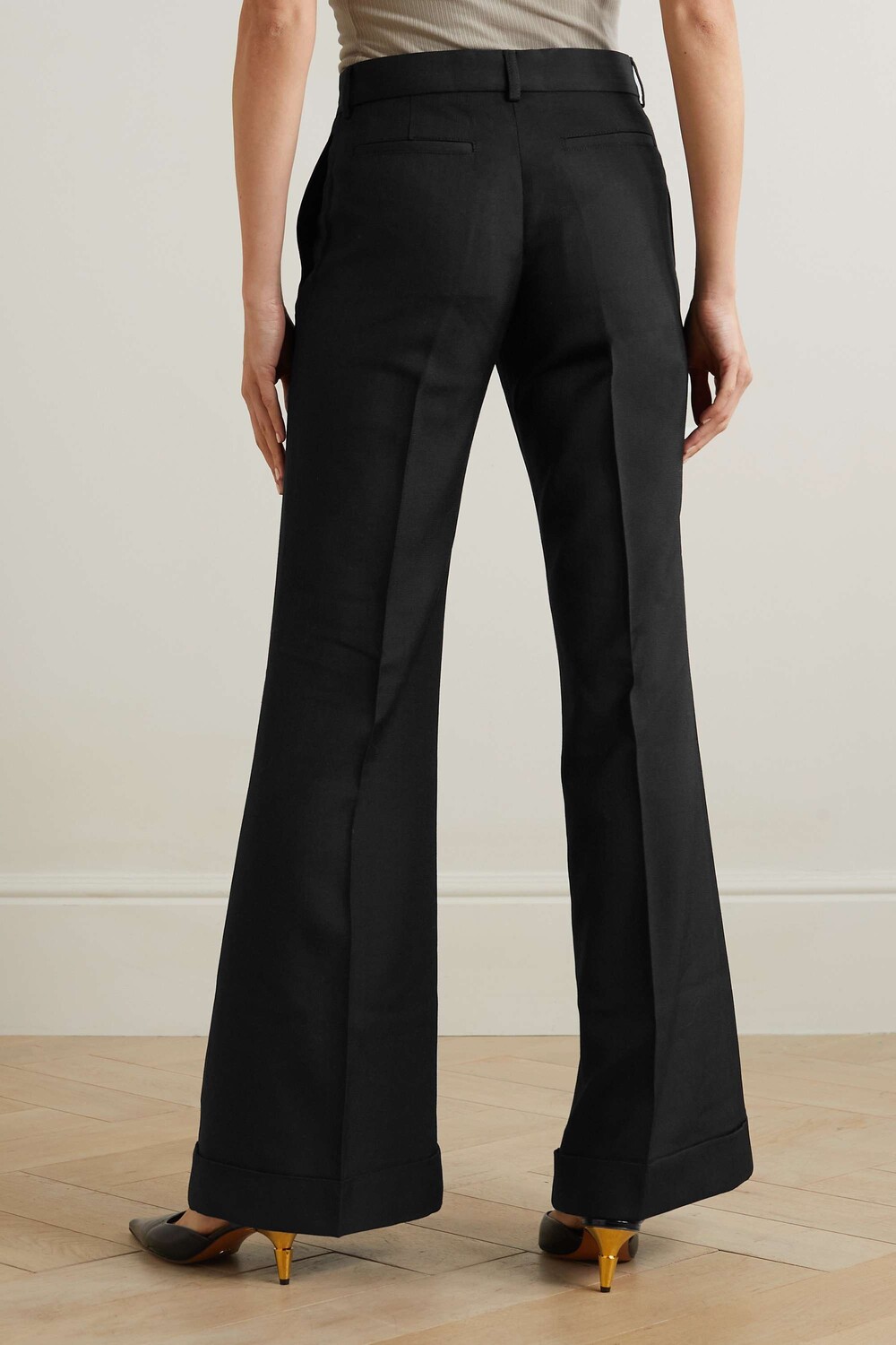 

ACNE STUDIOS Расклешенные брюки Grain de Poudre с защипами, черный
