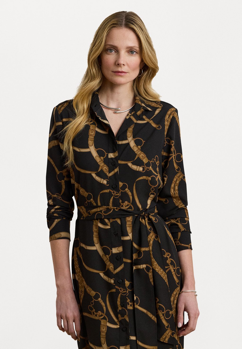 

Платье-рубашка Belting Print Crepe Shirtdress Lauren Ralph Lauren, черный