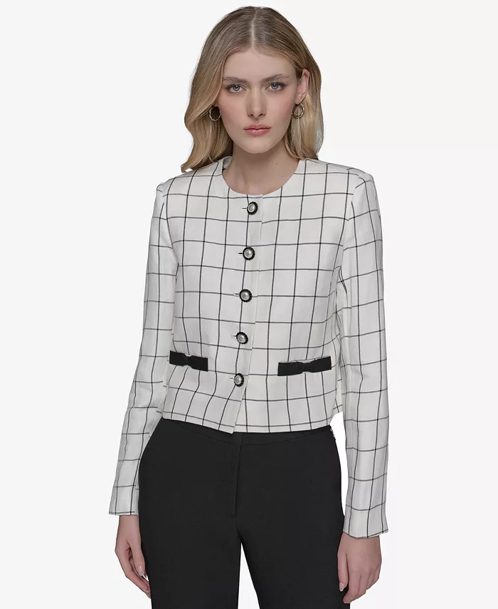 

Женская куртка в клетку Windowpane KARL LAGERFELD PARIS, белый