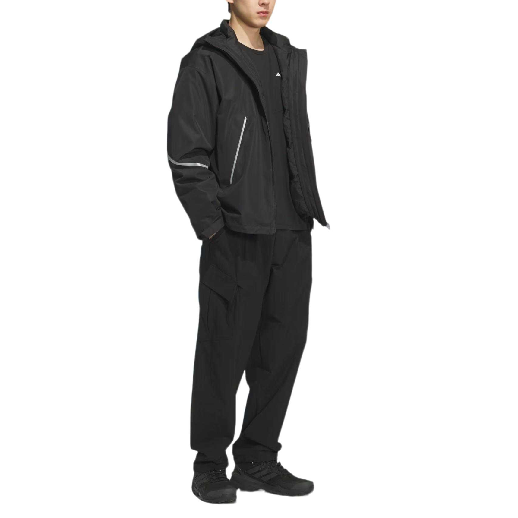 Водонепроницаемая и износостойкая ветровка Unisex Adidas, черный — фото 4