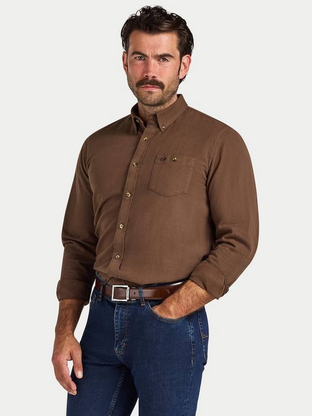 

Хлопковая рубашка Regular Fit из вельветовой ткани Raging Bull, Brown