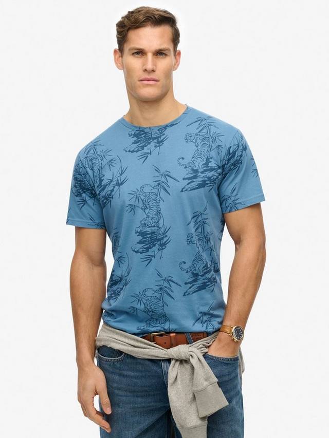 Классическая футболка essential с принтом Superdry, синий — фото 3