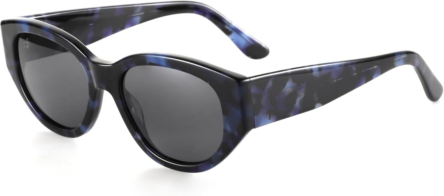 

Женские поляризованные солнцезащитные очки ZENOTTIC в модном стиле: классические солнцезащитные очки в оправе «кошачий глаз» — ретро-стиль, защита от УФ-излучения UV400, Blue Demi/ Grey