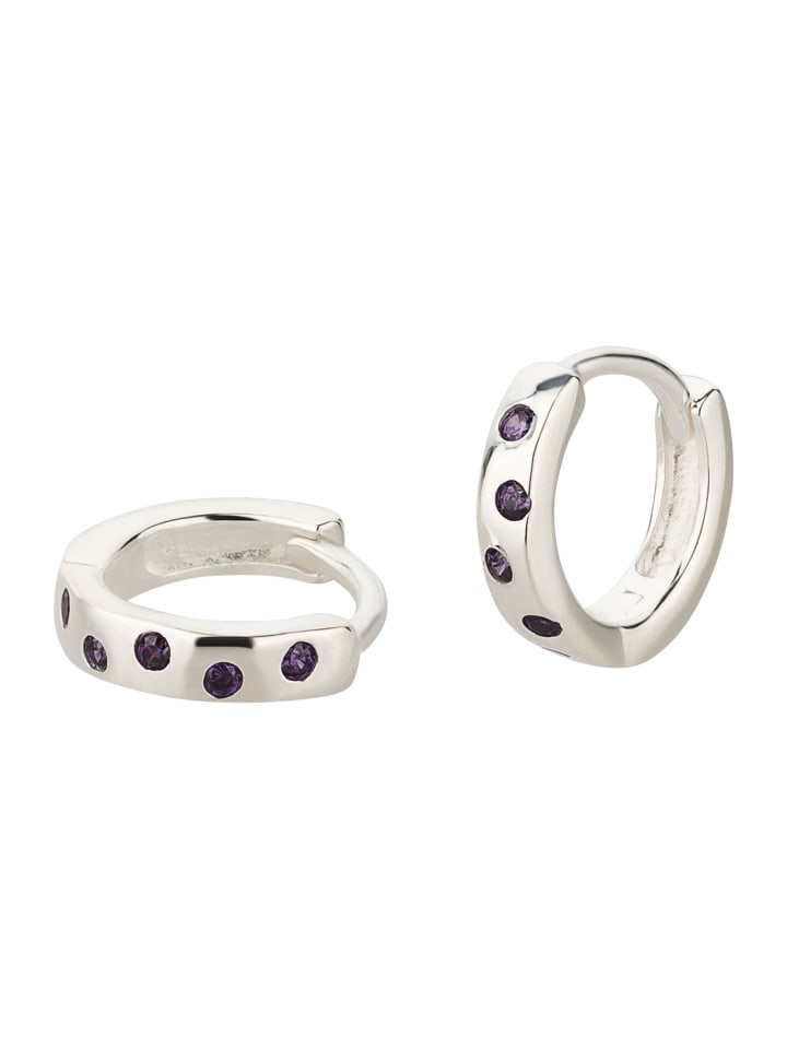 

Schmuck23 Серьги-кольца из серебра 925 пробы с цирконием, 0,3 см x 1,2 см