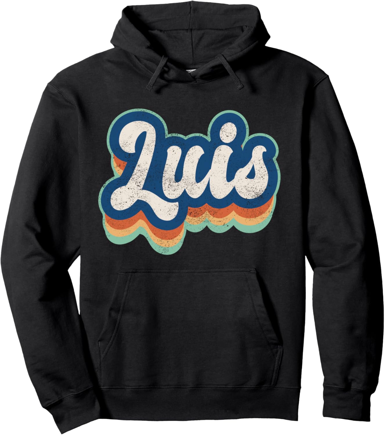 

Худи с персонализированной надписью Луис для мальчиков, винтажный стиль 70-х/80-х годов Retro Groovy Name Fathers Day Outfit For Men, черный