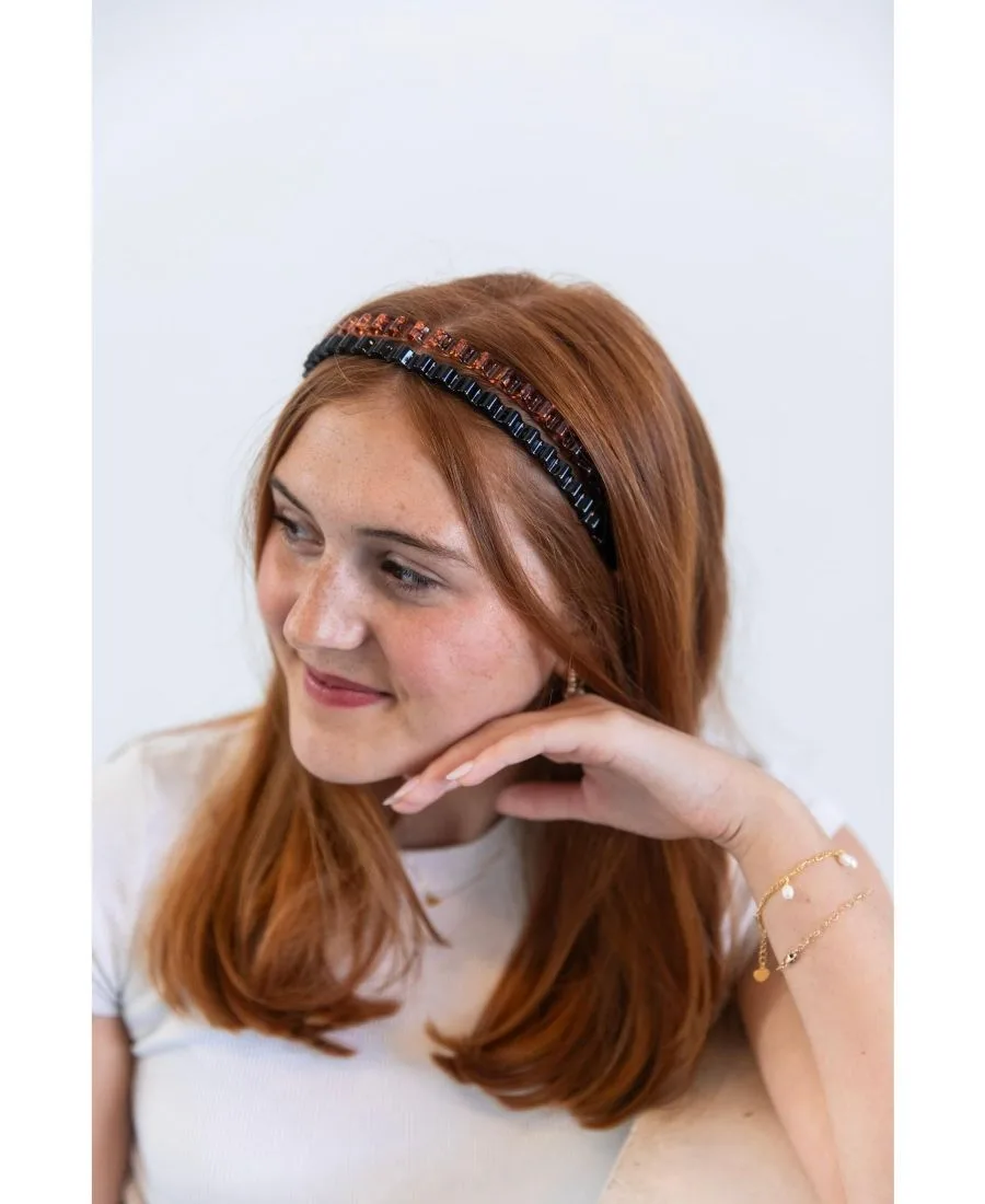 Headbands of Hope Набор тонких волнистых повязок на голову - черная + прозрачная — фото 2
