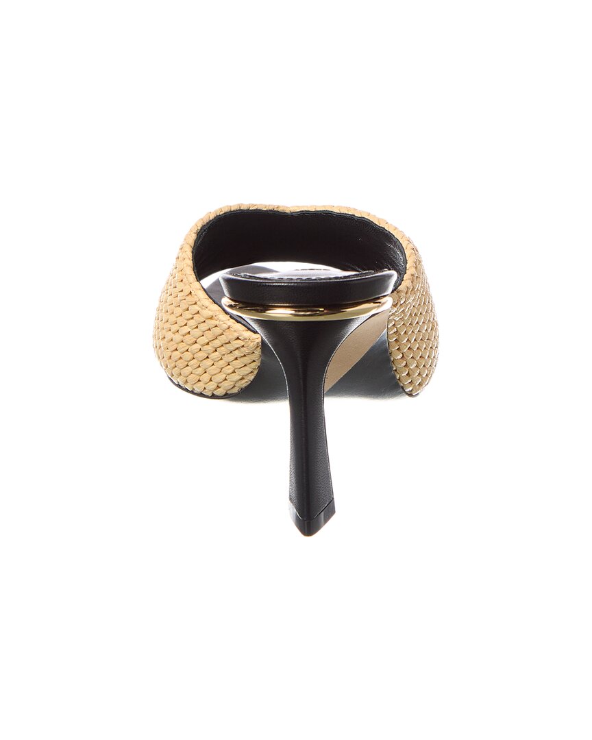 Victoria Beckham Raffia & Leather Sandal, коричневый — фото 3