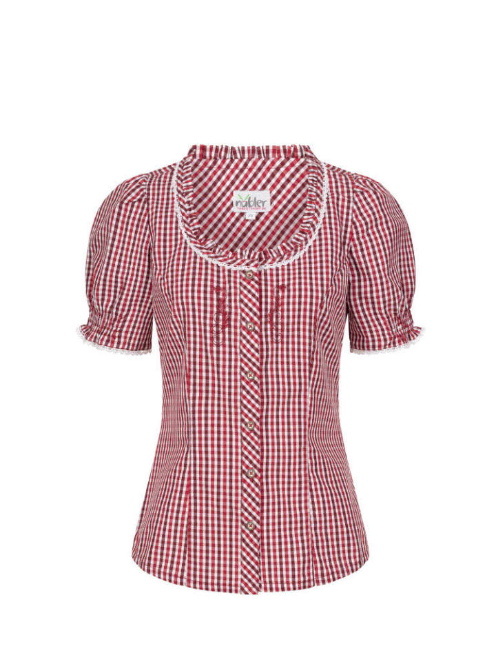 

Традиционная блузка с короткими рукавами Наташа красного цвета Nübler