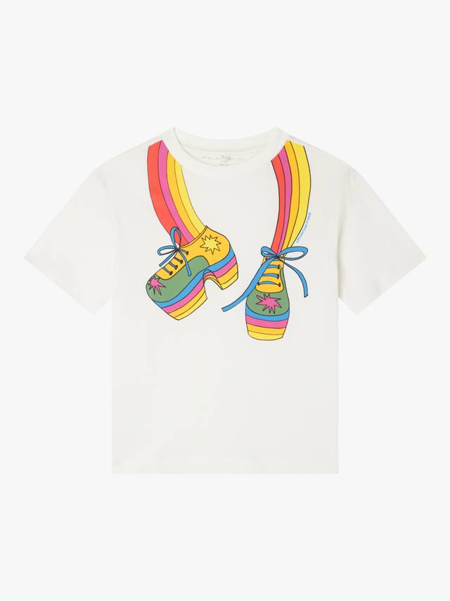 

Хлопковая футболка для скейтеров в психоделическом стиле Stella McCartney Kids, Ivory