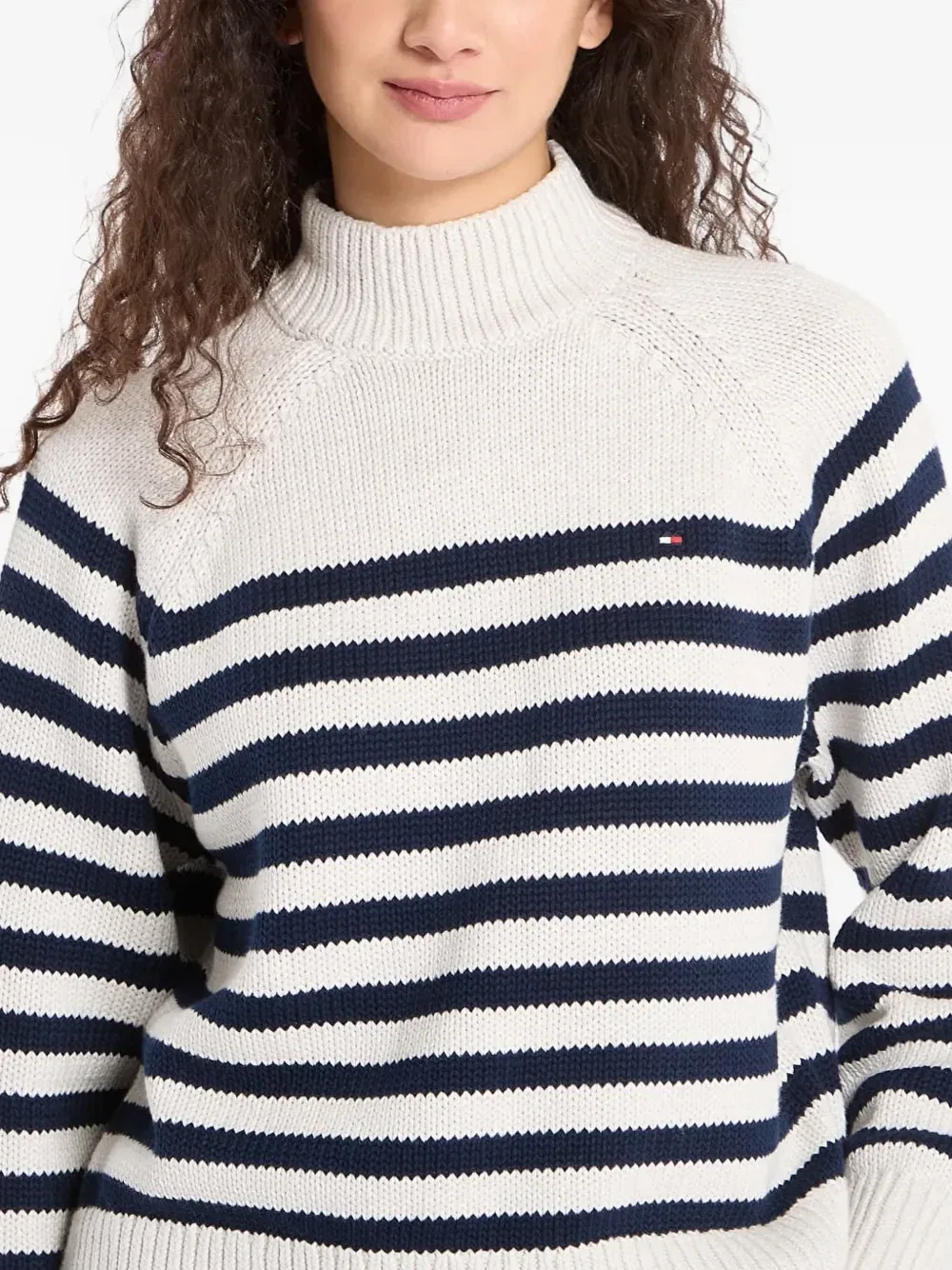 Полосатый свитер с рукавами реглан Tommy Hilfiger, белый — фото 4