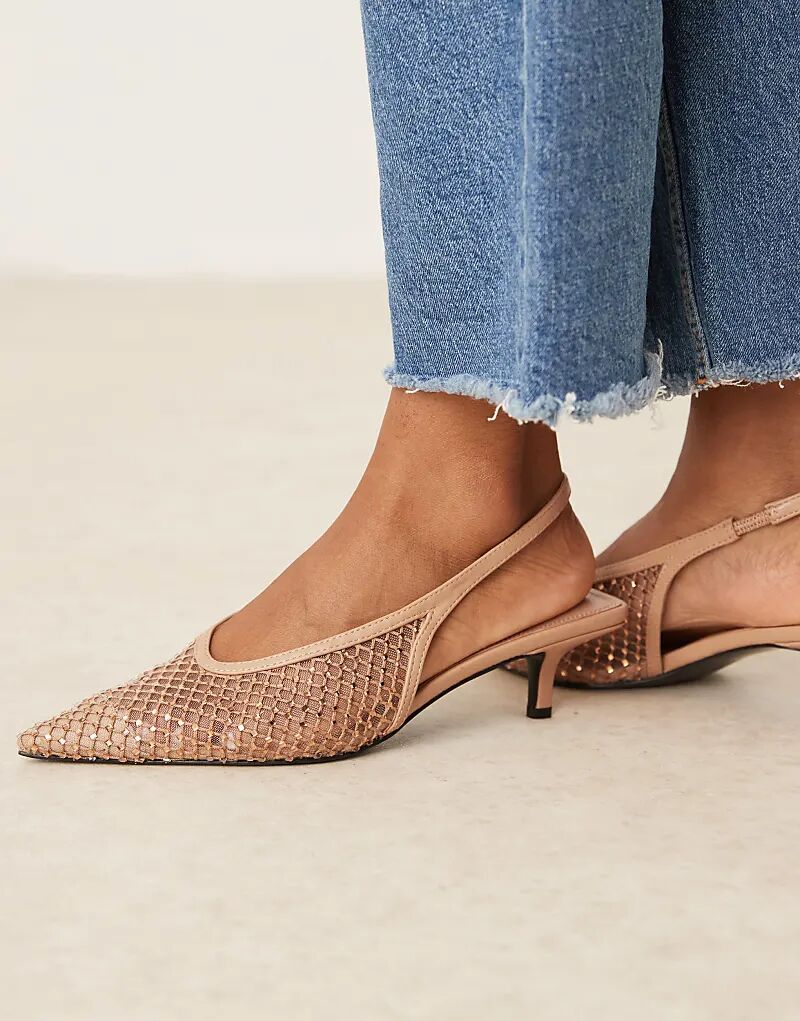 Туфли ASOS DESIGN Sydney на каблуке-рюмочке бежевого цвета с отделкой — фото 2