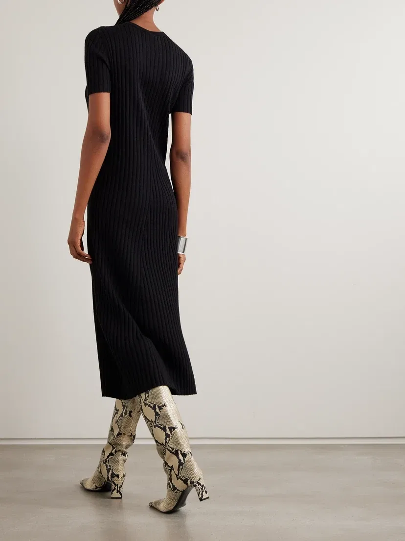 Трикотажное платье миди Isabela из смеси хлопка и кашемира Lisa Yang, черный — фото 3